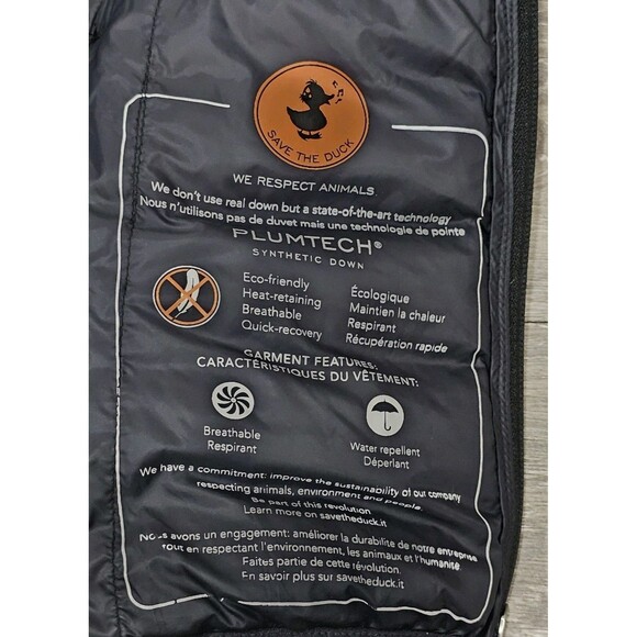 Save The Duck Womens 1/S Ultra Light Jacket Hooded Puffer Plumtech Navy Blue - Picture 7 of 16